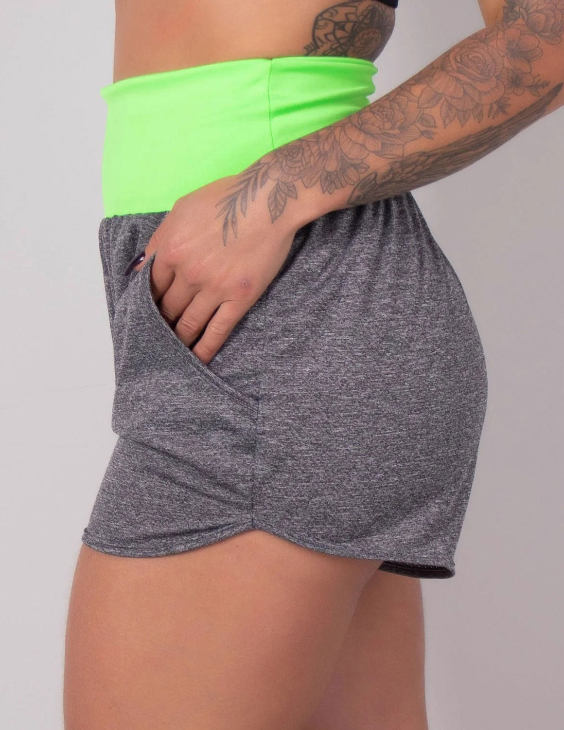 Short Dry Fit Mescla com Bolsos e Cós Verde | Ref: 4.4.1722-0503
