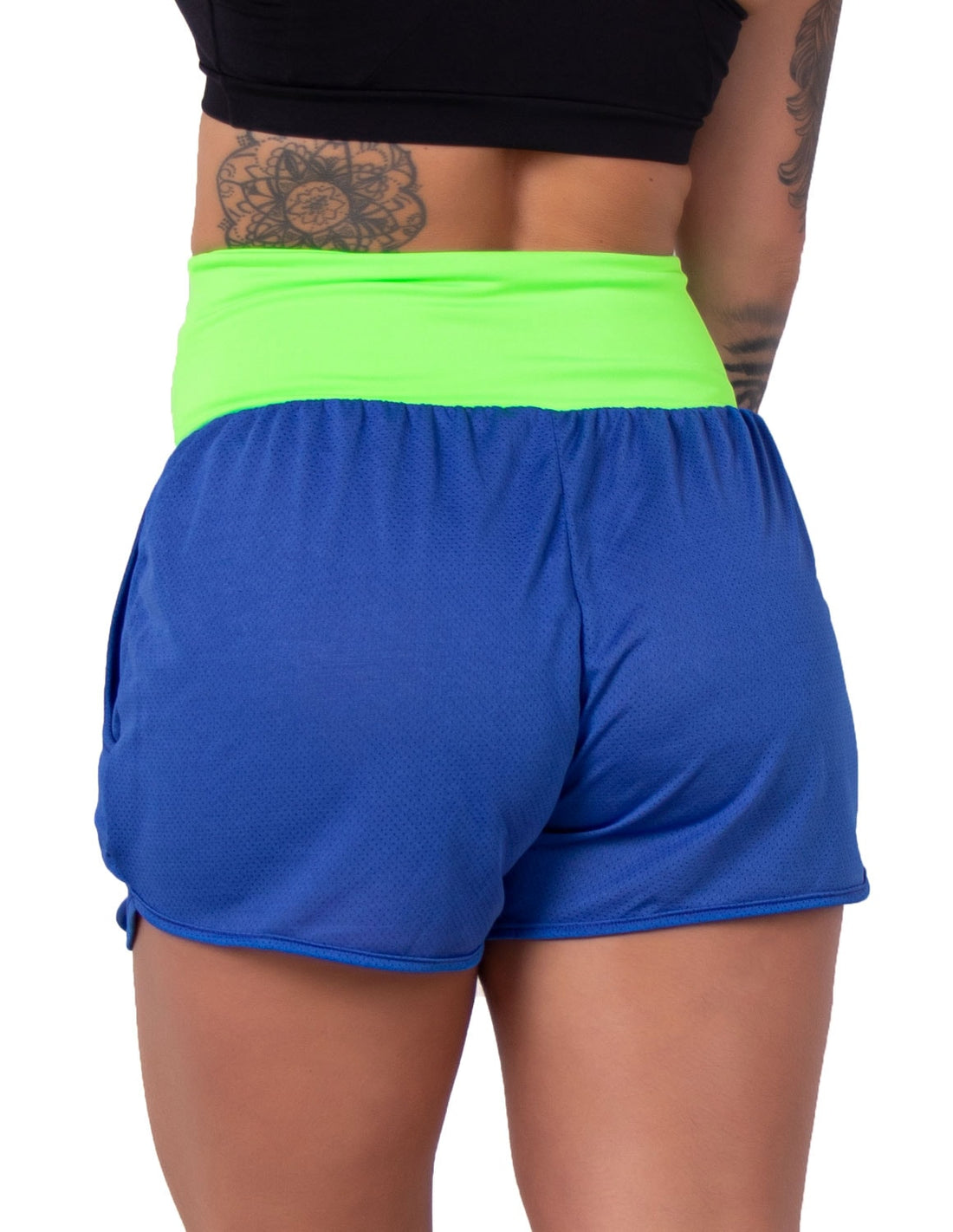 Short Azul Dry Fit com Bolsos e Cós Verde | Ref: 4.4.1722-0605