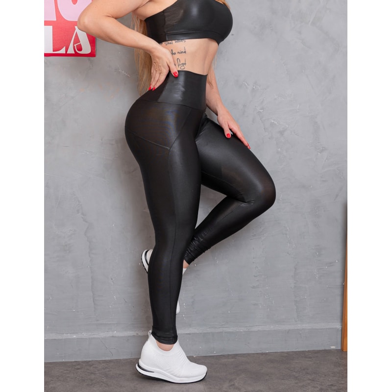 Calça Legging Fusô Montaria Preta em Cirrê | Ref: 4.4.1742-01