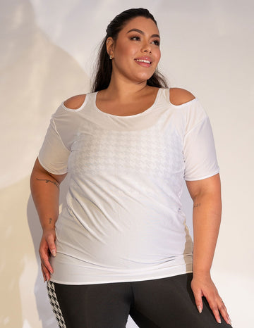 Blusa Fitness Plus Size Dry Fit Branca | Ref: 4.4.1751-02