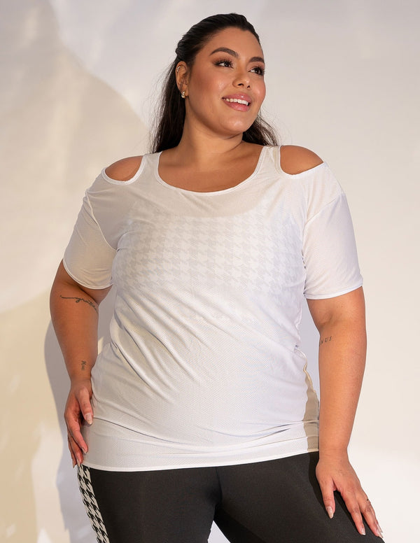 Blusa Fitness Plus Size Dry Fit Branca | Ref: 4.4.1751-02
