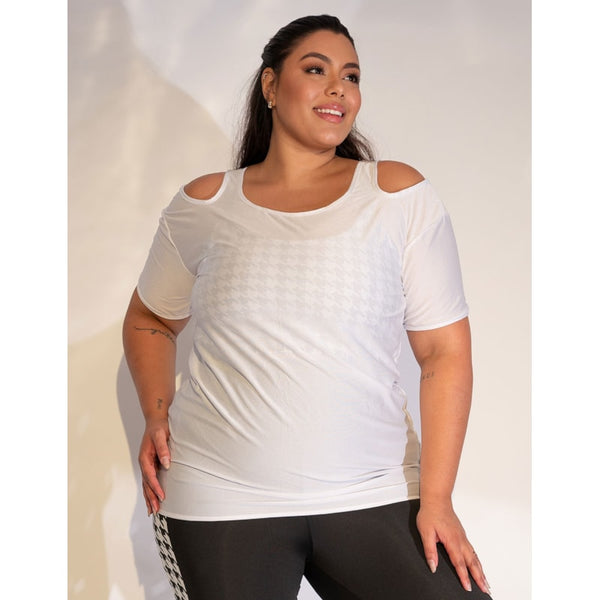 Blusa Fitness Plus Size Dry Fit Branca | Ref: 4.4.1751-02