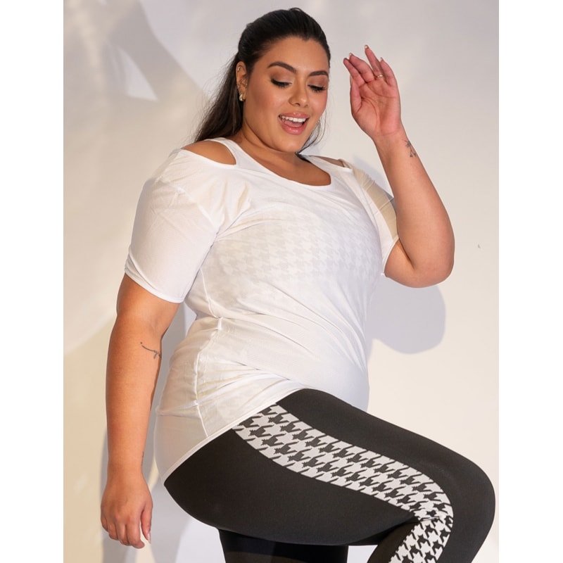 Blusa Fitness Plus Size Dry Fit Branca | Ref: 4.4.1751-02