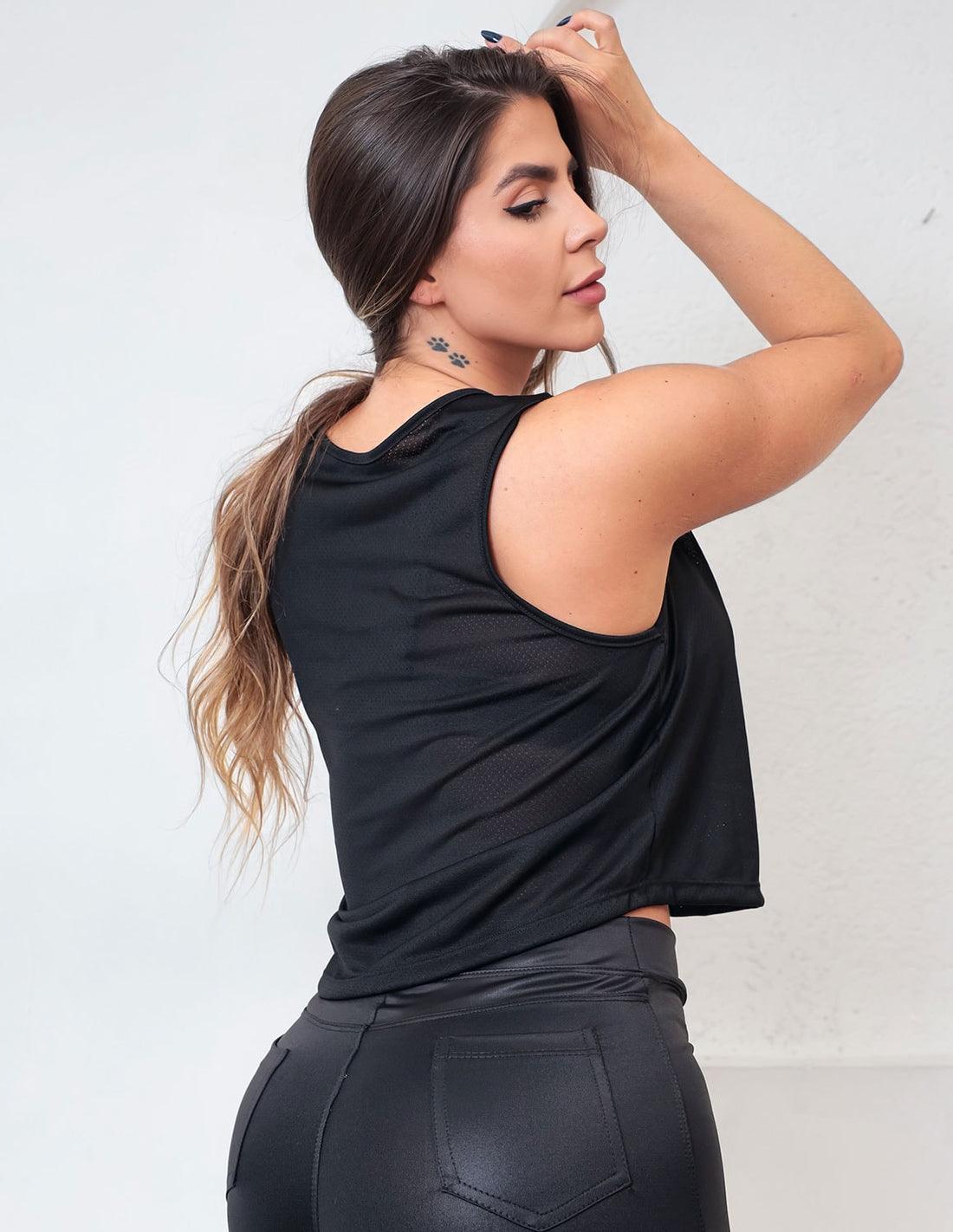 Regata Cropped Fitness em Dry Fit Preto | Ref: 4.4.1783-01