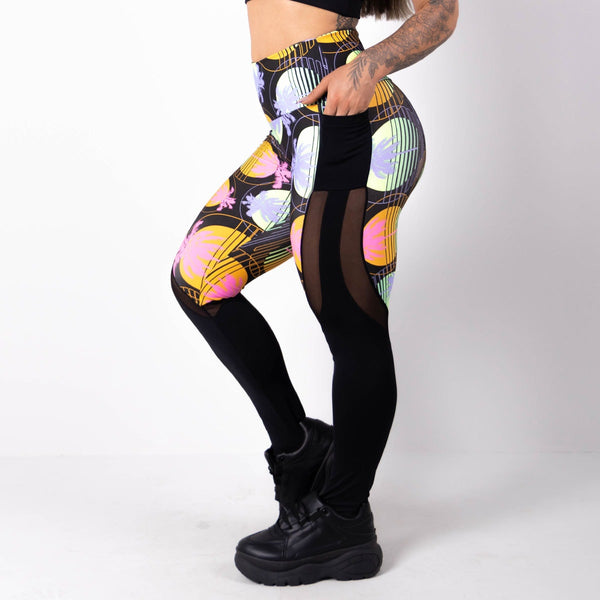 Calça Feminina Fitness Estampada com Tule e Bolsos | Ref: 4.4.1815-3169