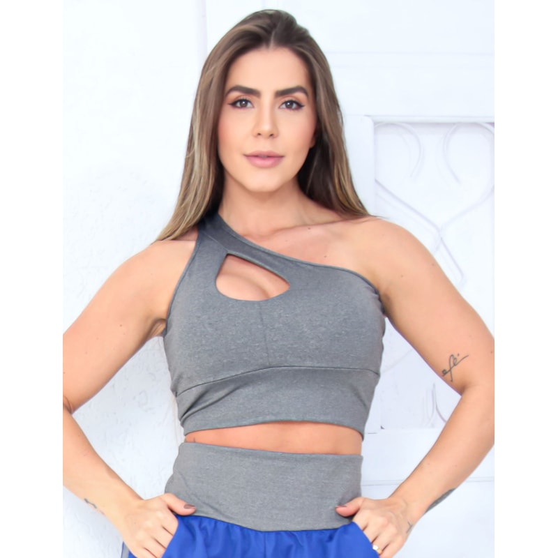 Cropped Fitness Feminino com Bojo Mescla | Ref: 4.4.1821-03