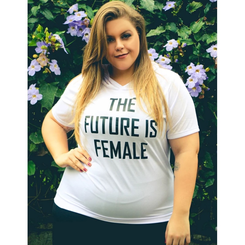 Blusa Fitness Plus Size Branca com Estampa e Capuz | Ref: 4.4.4049FEMALE-02