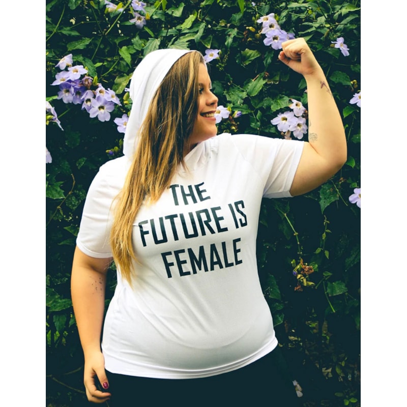 Blusa Fitness Plus Size Branca com Estampa e Capuz | Ref: 4.4.4049FEMALE-02