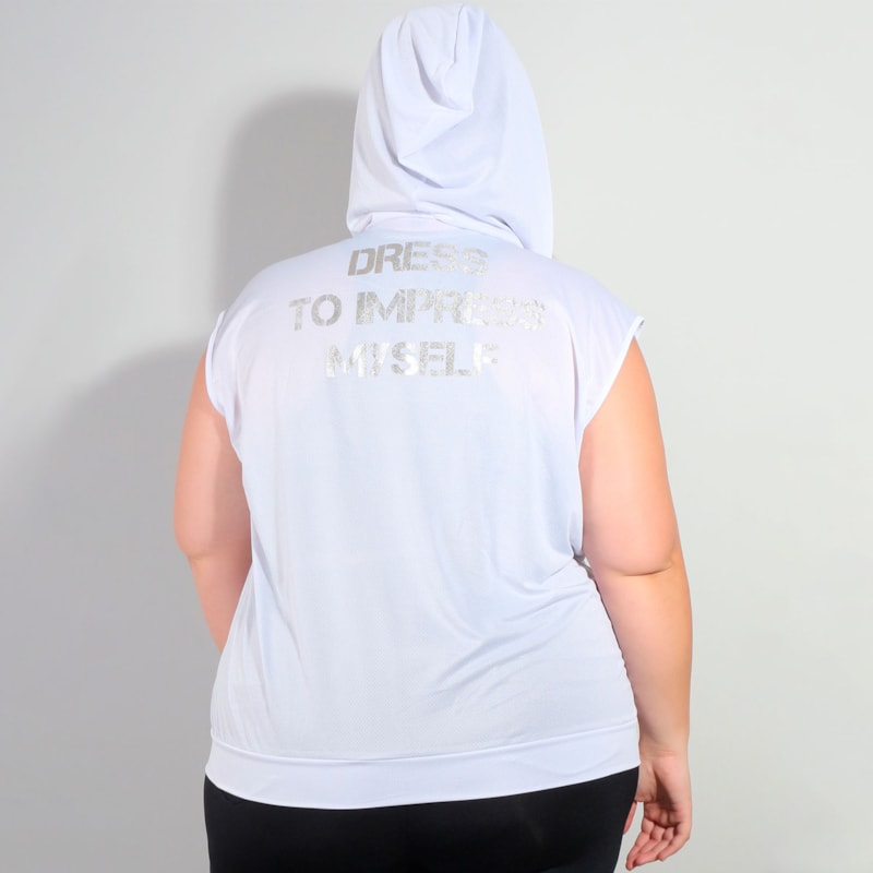 Colete Feminino Plus SIze Branco com Estampa e Bolsos | Ref: 4.4.4051DRESS-02