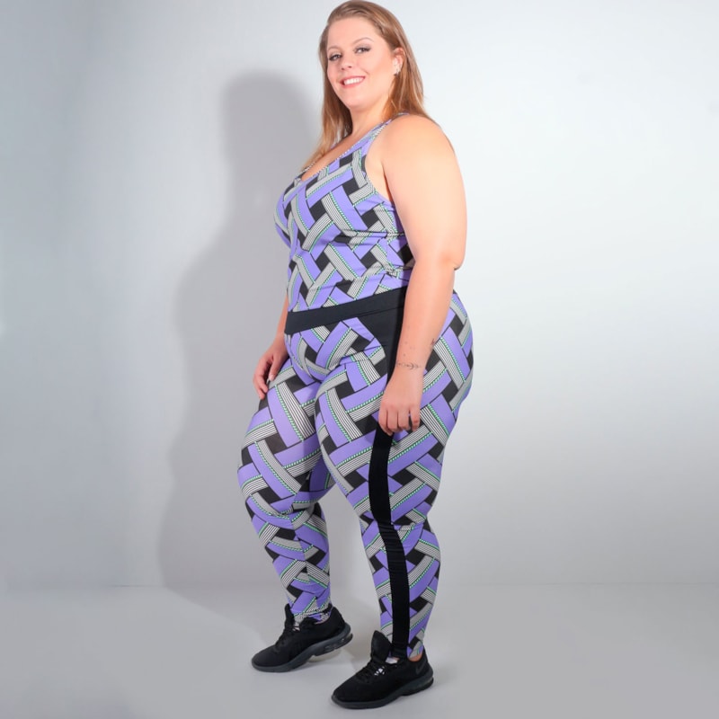 Macacão Fitness Plus Size sem Bojo Estampado | Ref: 4.4.4052-3122