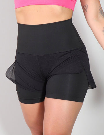 Short Preto com Tela Transpassada | Ref: 4.4.4098-01