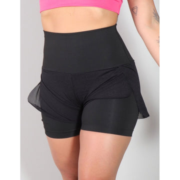 Short Preto com Tela Transpassada | Ref: 4.4.4098-01