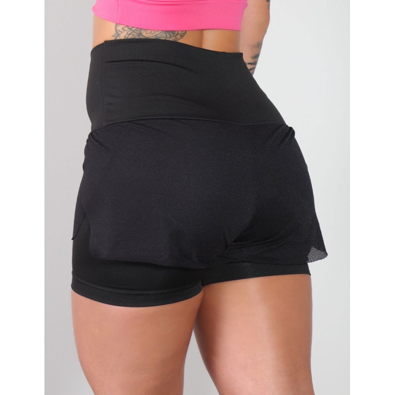 Short Preto com Tela Transpassada | Ref: 4.4.4098-01