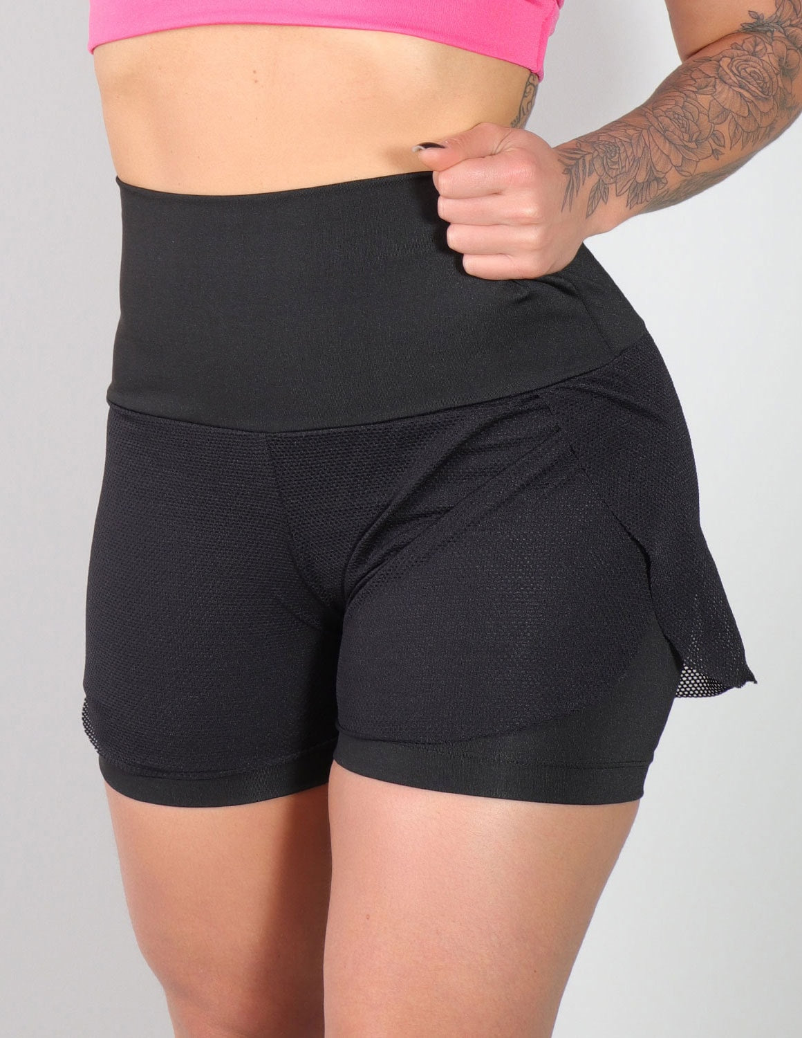 Short Preto com Tela Transpassada | Ref: 4.4.4098-01