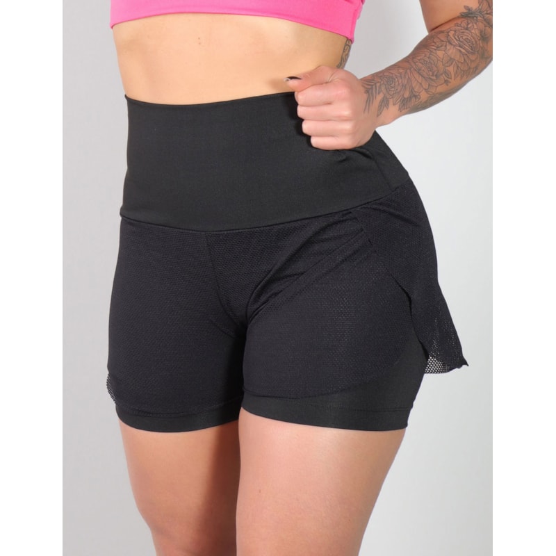 Short Preto com Tela Transpassada | Ref: 4.4.4098-01
