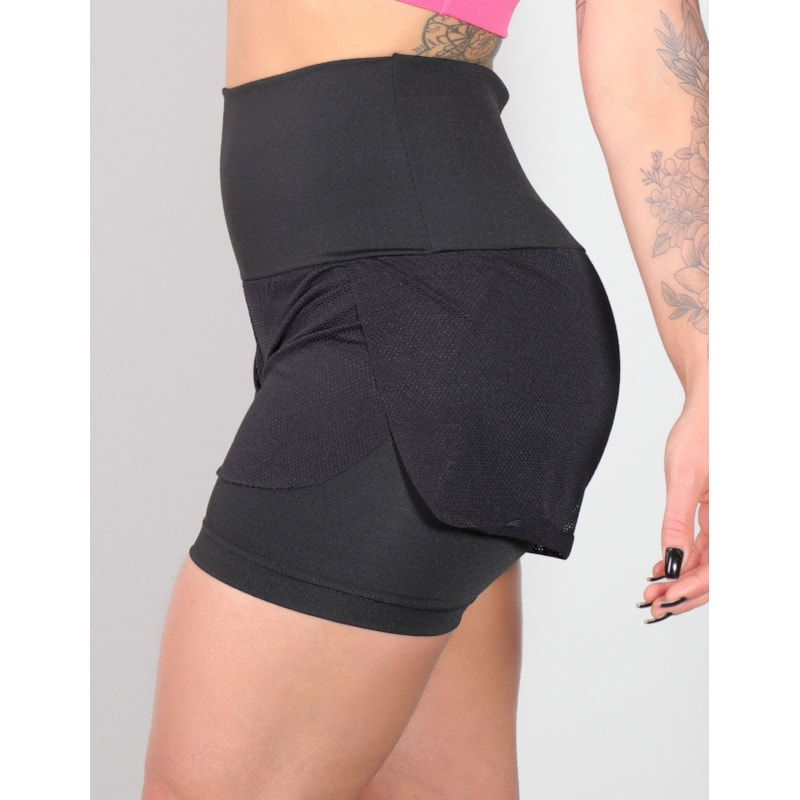 Short Preto com Tela Transpassada | Ref: 4.4.4098-01