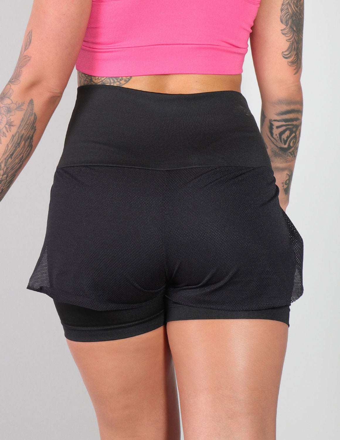 Short Preto com Tela Transpassada | Ref: 4.4.4098-01