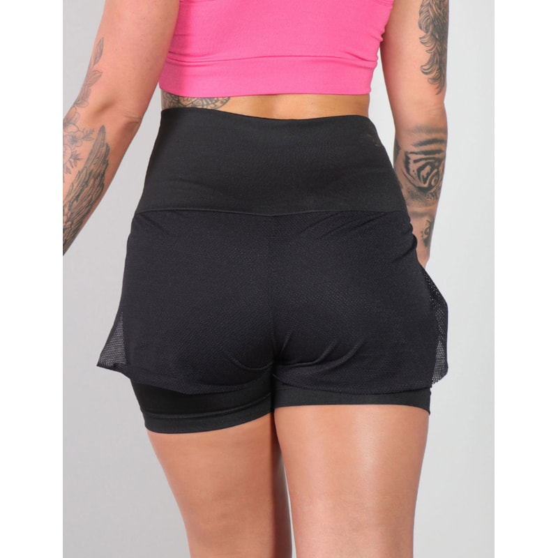 Short Preto com Tela Transpassada | Ref: 4.4.4098-01