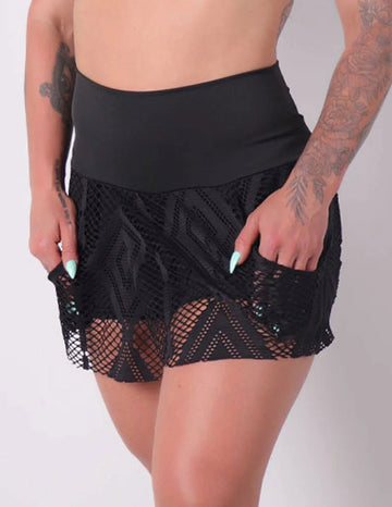 Short Saia Preto com Tela | Ref: 4.4.4108-01