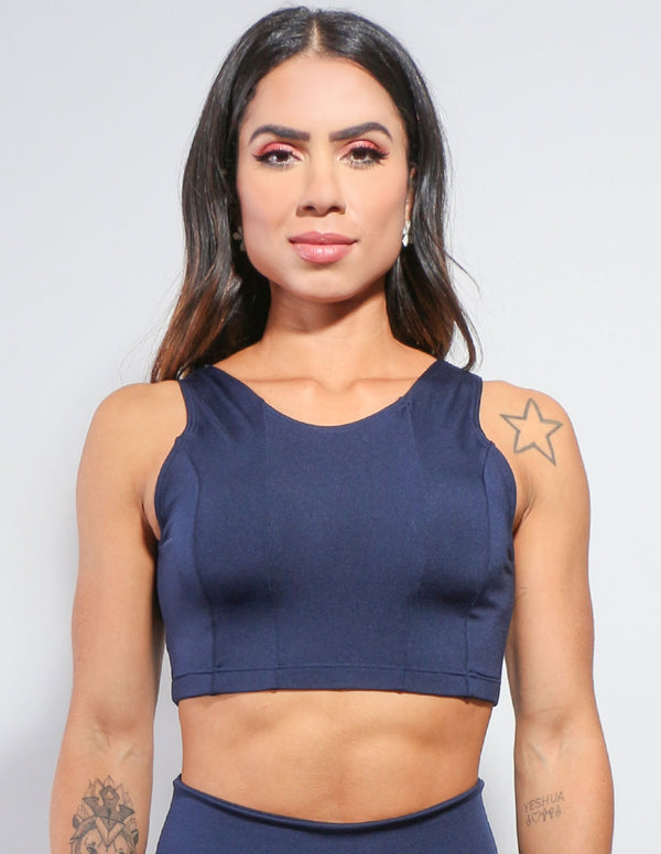 Cropped Feminino Azul Marinho sem Bojo | Ref: 4.4.4130-18