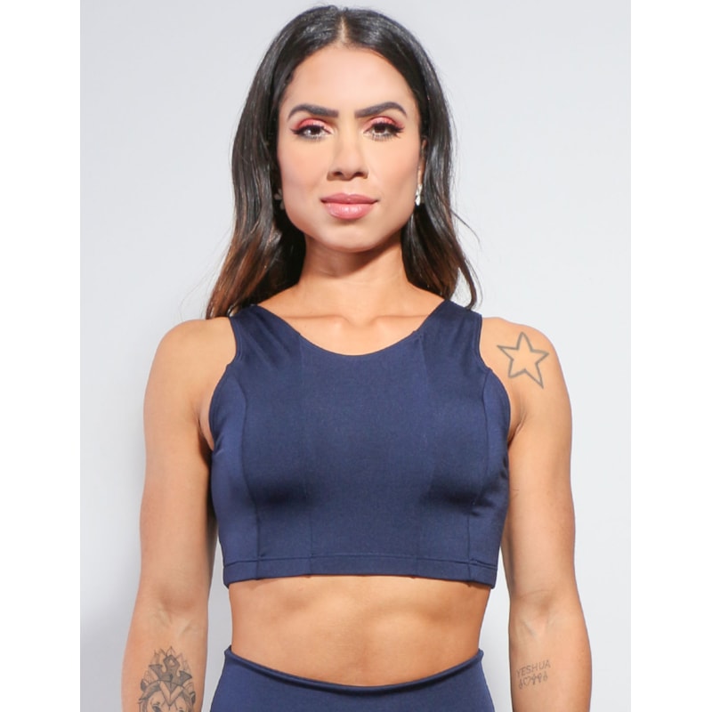 Cropped Feminino Azul Marinho sem Bojo | Ref: 4.4.4130-18