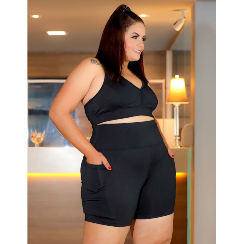 Cropped Preto sem Bojo Plus Size | Ref: 4.4.4139-01