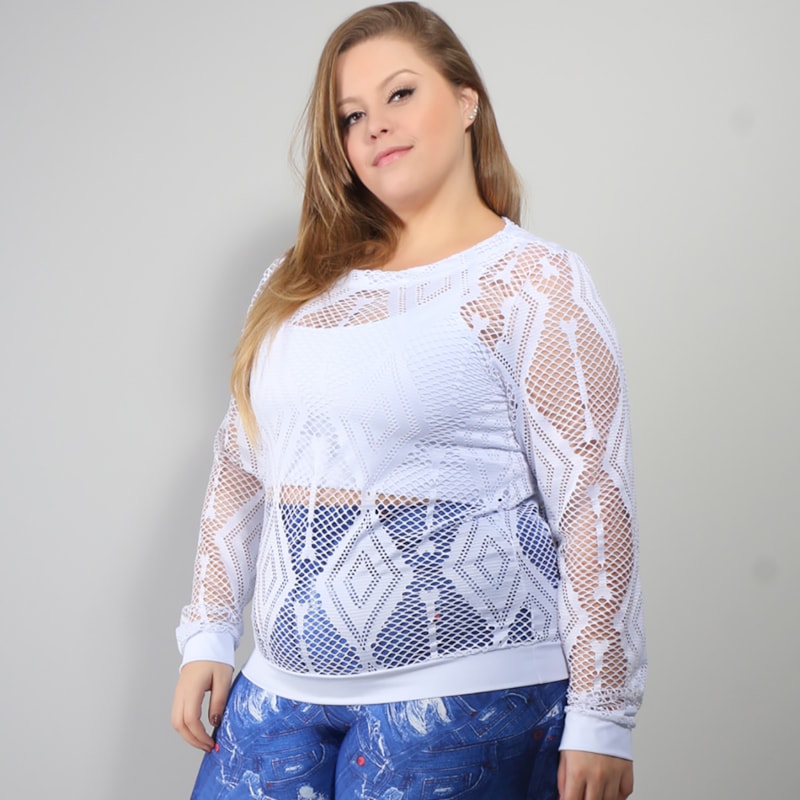 Blusa Plus Size em Tela Branca | Ref: 4.4.4141-02
