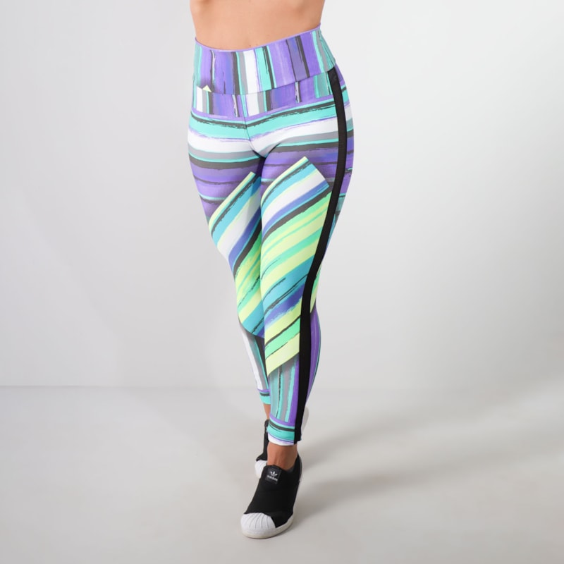 Calça Punho Feminina Fitness Estampada com Recortes de Tela | Ref: 4.4.4152-3143