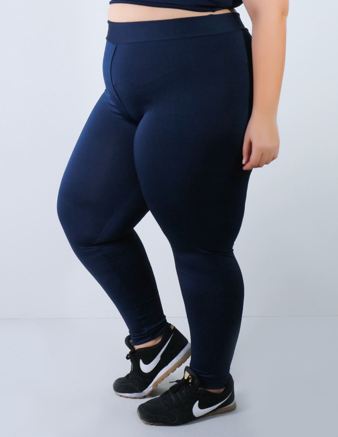 Calça Legging Feminina Plus Size Azul Marinho com Bolsos | Ref: 4.4.4156-18