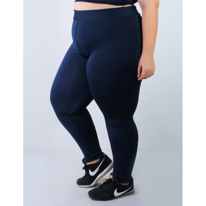 Calça Legging Feminina Plus Size Azul Marinho com Bolsos | Ref: 4.4.4156-18