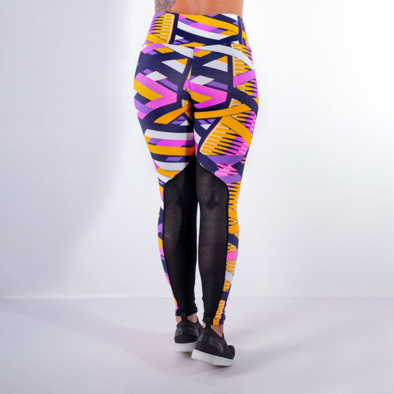 Calça Feminina Fitness Estampada com Tela Preta | Ref: 4.4.4159-3189