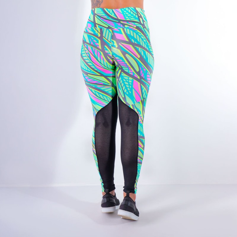 Calça Fitness Estampada com Tela Preta | Ref: 4.4.4159-3190