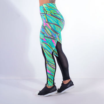 Calça Fitness Estampada com Tela Preta | Ref: 4.4.4159-3190