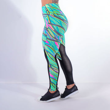 Calça Fitness Estampada com Tela Preta | Ref: 4.4.4159-3190