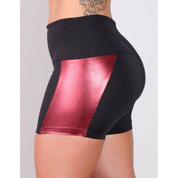 Shortinho Preto com Recortes Vermelhos com Brilho | Ref: 4.4.4165-0111