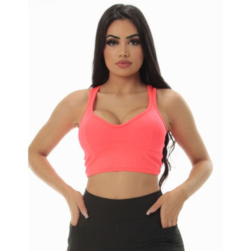 Cropped Fitness Laranja Neon com Bojo Removível | Ref: 4.4.4167-37