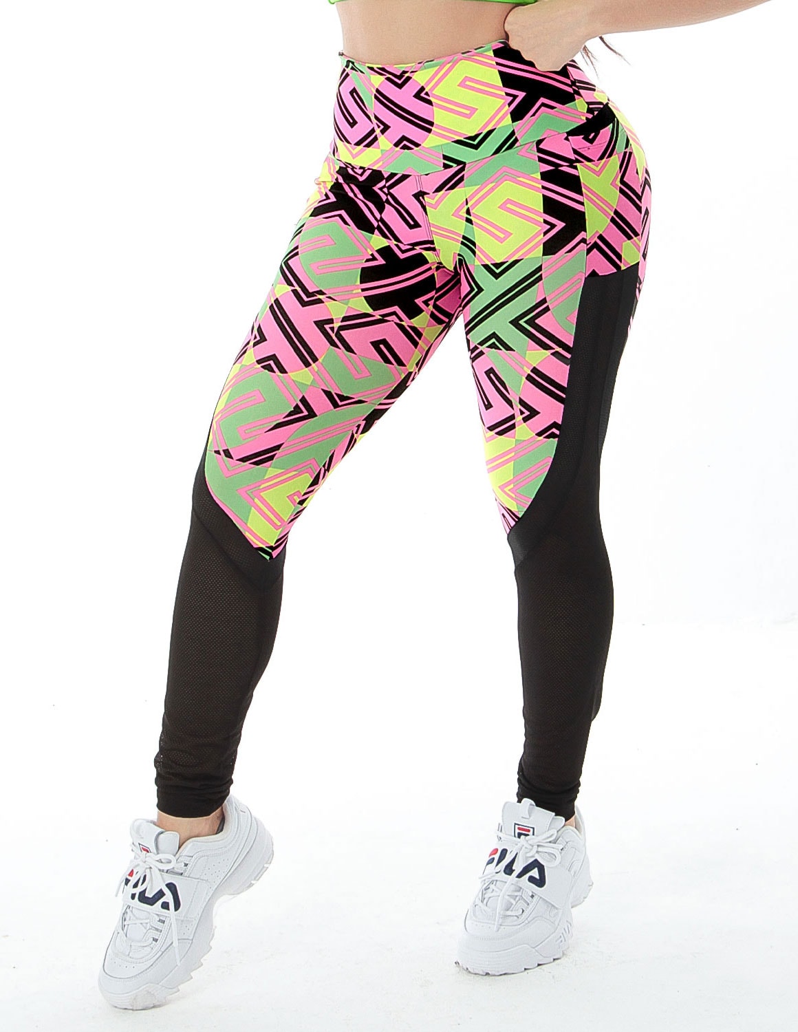 Calça Fitness com Detalhe em Tela e Bolso Estampada | Ref: 4.4.4170-3183