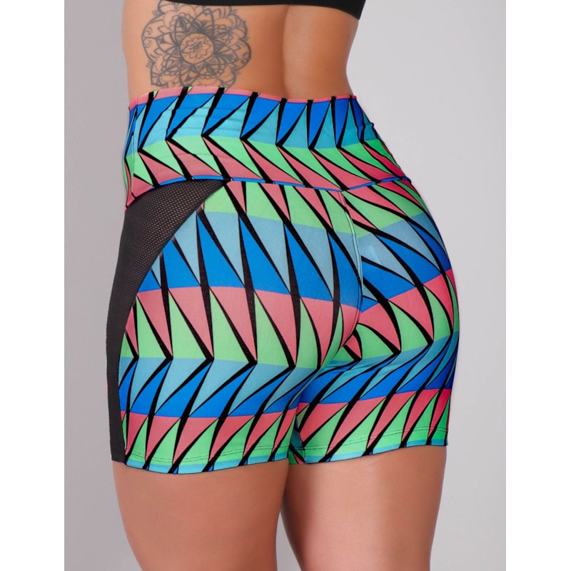 Shortinho Feminino Estampado com Recortes de Tela | Ref: 4.4.4192-3150