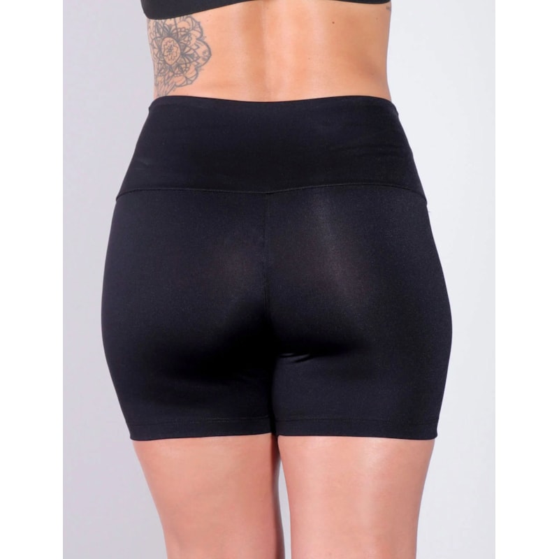 Shortinho Fitness Preto com Recortes Laranja Neon | Ref: 4.4.4198-0137