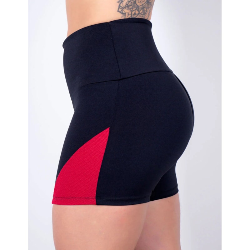 Short Preto com Recortes de Poliamida Texturizada Vinho | Ref: 4.4.4198-2401