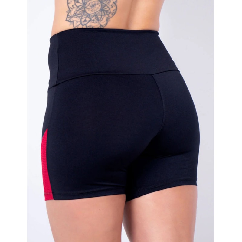 Short Preto com Recortes de Poliamida Texturizada Vinho | Ref: 4.4.4198-2401