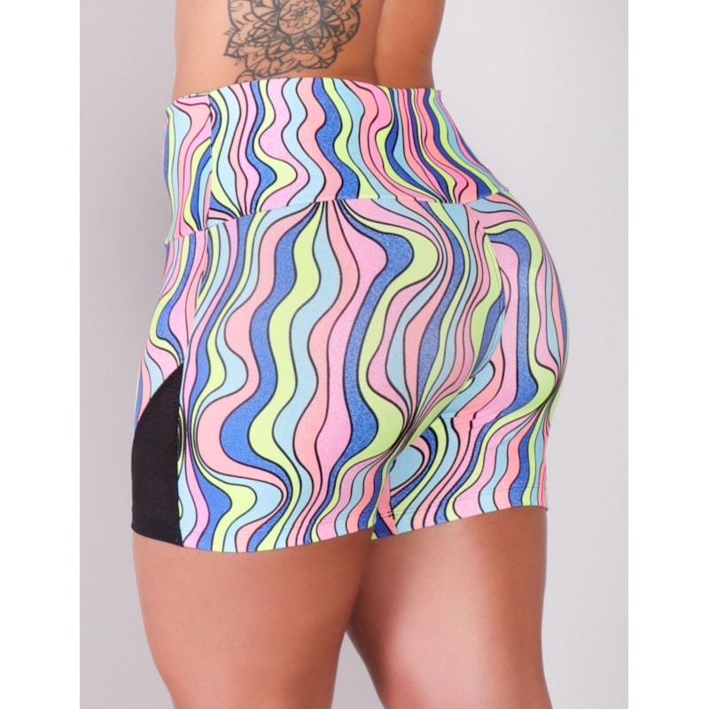 Short Feminino para Academia Estampado com Recortes de Tela | Ref: 4.4.4198-3152