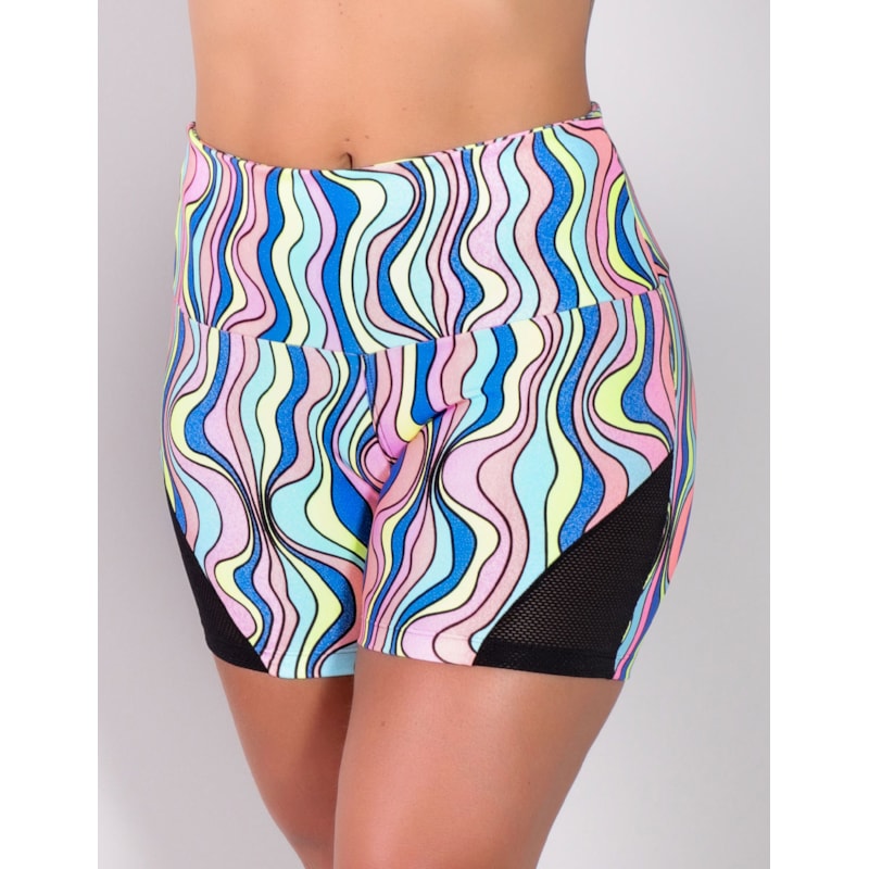 Short Feminino para Academia Estampado com Recortes de Tela | Ref: 4.4.4198-3152