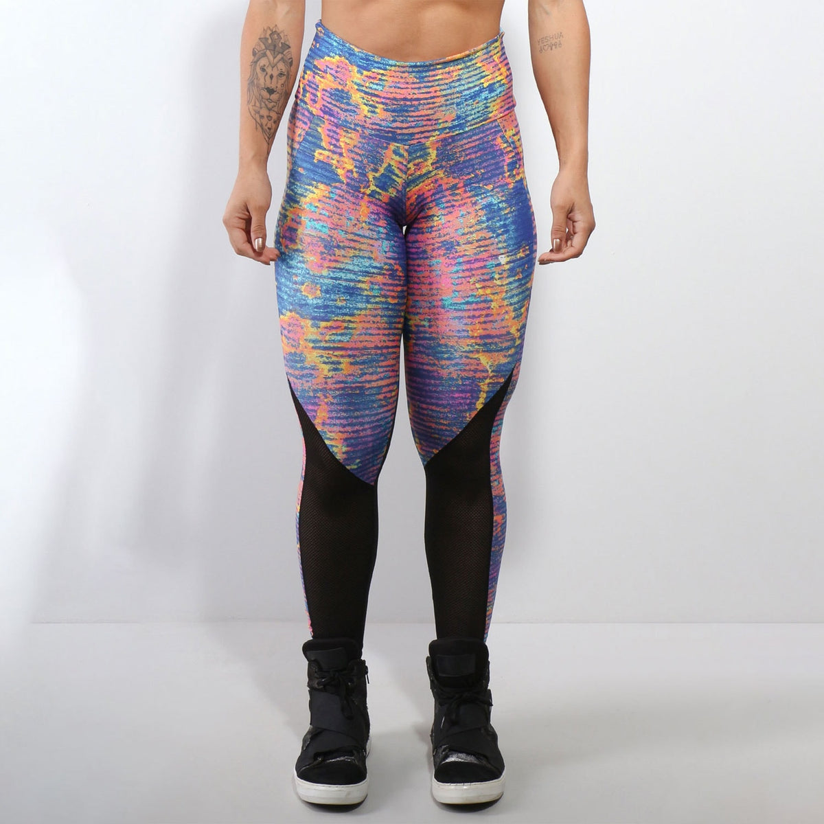 Calça Legging com Estampa e Cortes em Tela | Ref: 4.4.4206-3107