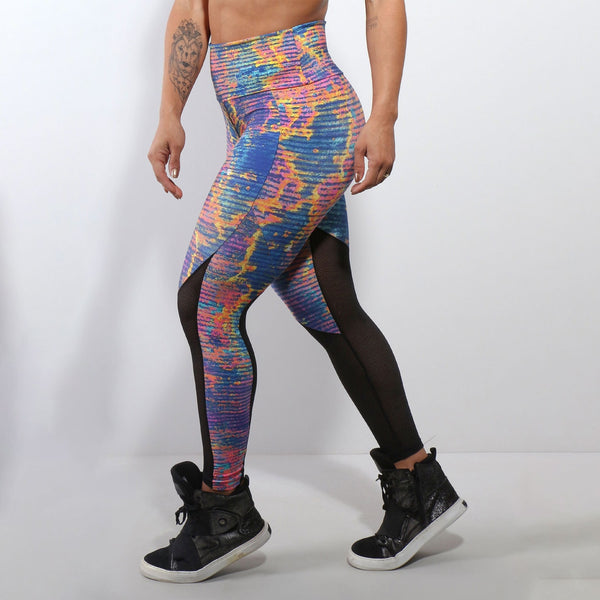 Calça Legging com Estampa e Cortes em Tela | Ref: 4.4.4206-3107