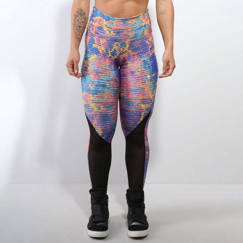 Calça Legging com Estampa e Cortes em Tela | Ref: 4.4.4206-3107