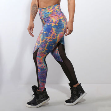 Calça Legging com Estampa e Cortes em Tela | Ref: 4.4.4206-3107