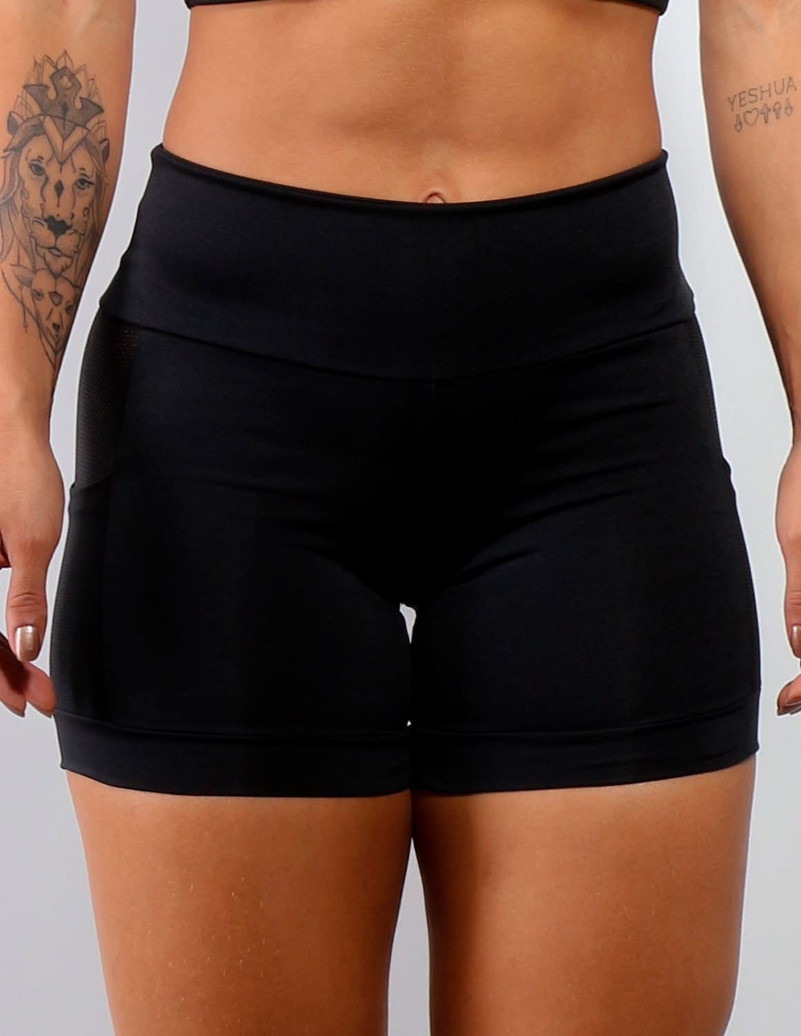 Short Fitness Preto com Bolsos e Tela | Ref: 4.4.4207-01