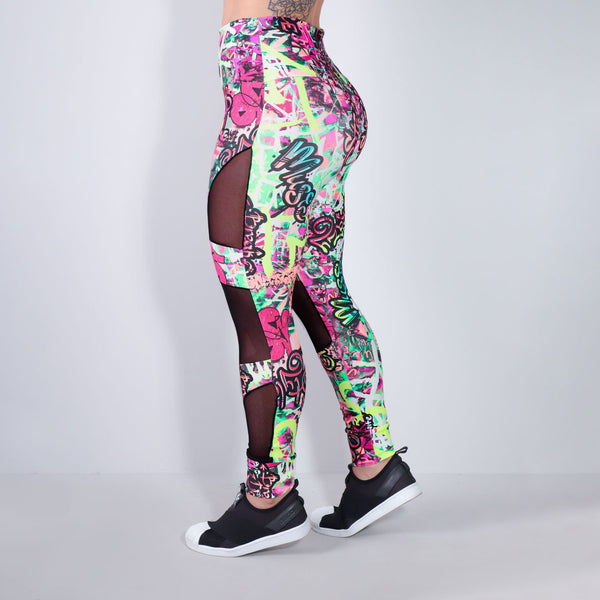 Calça Legging Estampada com Recortes de Tule | Ref: 4.4.4252-3165
