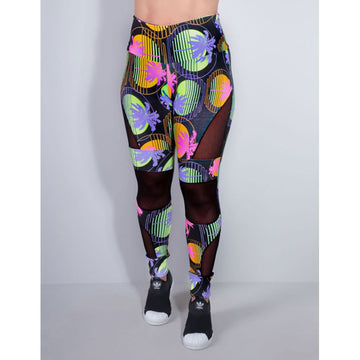 Calça Feminina Fitness com estampa e Tule Preto | Ref: 4.4.4252-3169